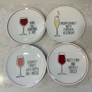 Tag Wine Descriptor 6” Appetizer/Cheese Plates - Set of 4